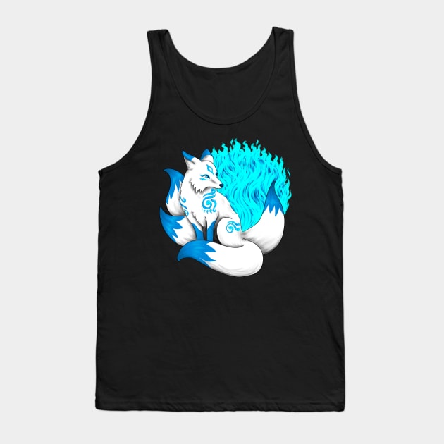 Aqua Blue Kitsune Fox Tank Top by Lady Lilac